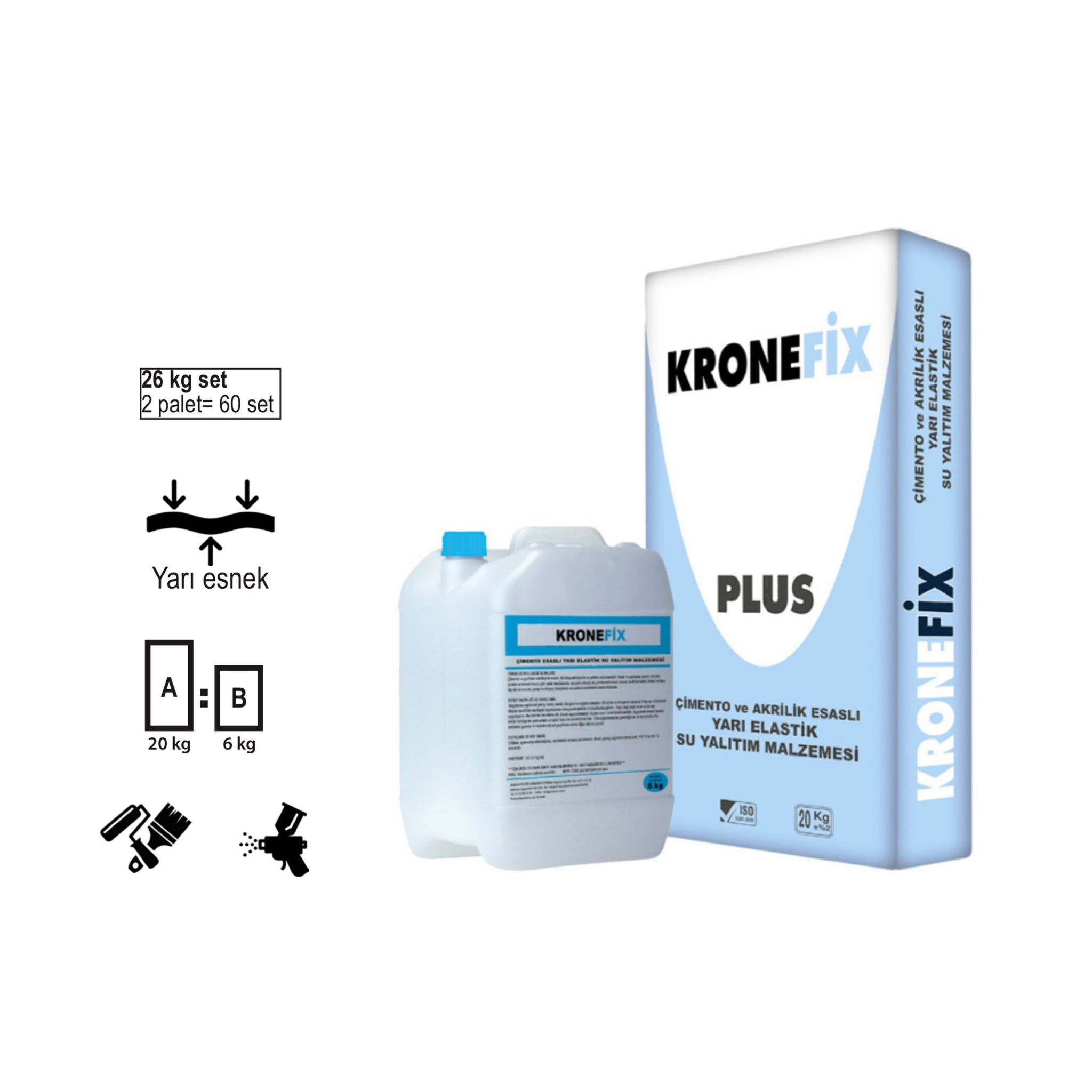 Kronefix Çimento Esaslı Yarı Esnek Su Yalıtım Malzemesi
